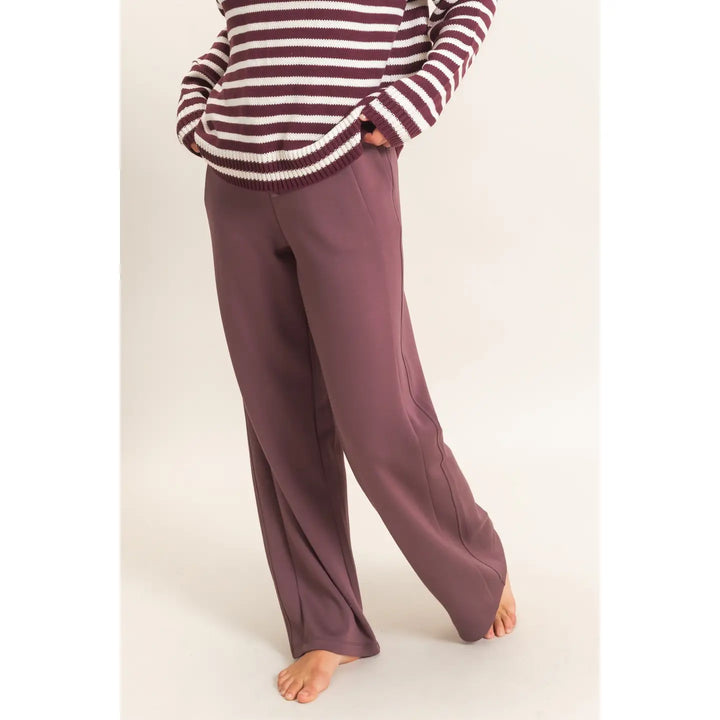 Elastic Waist Straight Leg Pant