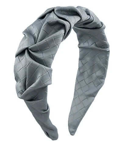 Leather Headband Blue Grey