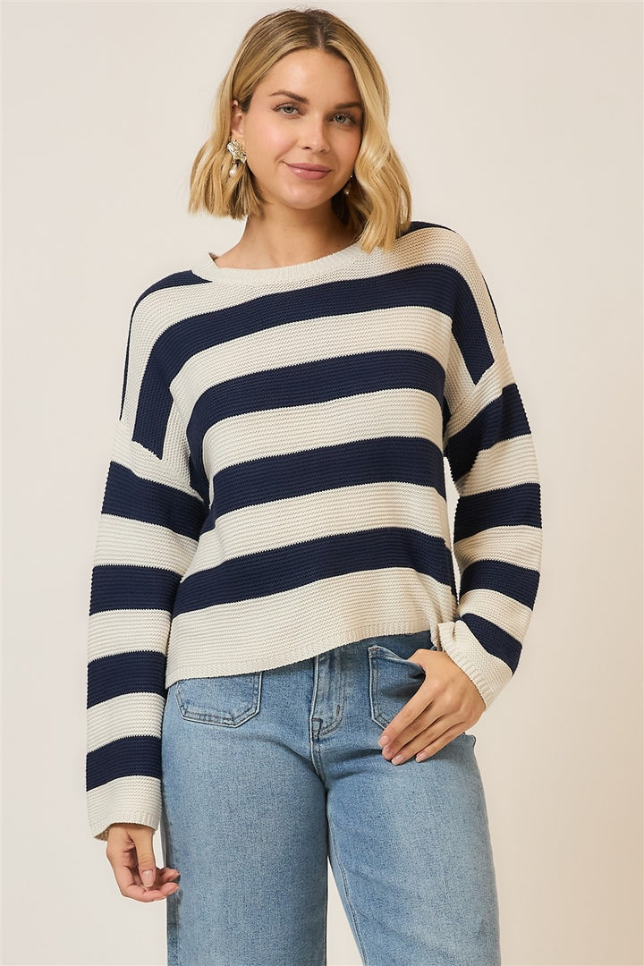 Striped Light Knit Pullover Sweater
