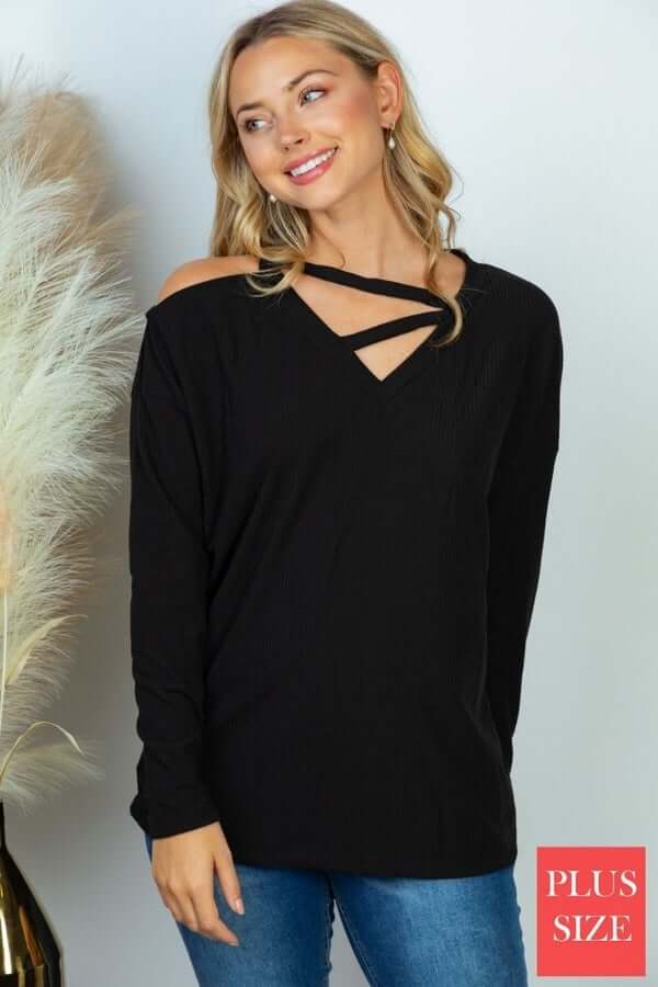 Long Sleeve Shoulder Cut Out
