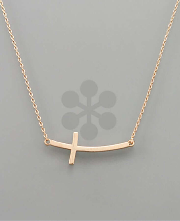 Curved Cross Necklace