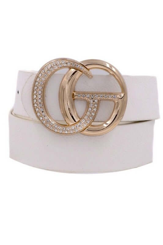 GiGi Rhinestone Belt Plus White