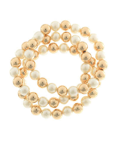 Gold Ball and Pearl Bracelet