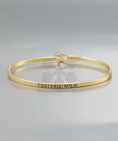Football Mom Engraved Bracelet Gold