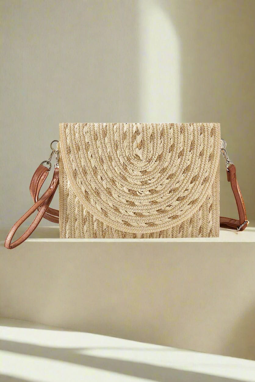 Beige Straw Clutch