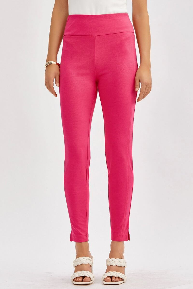 Magic High Waisted Knit Pants Pink Skinny