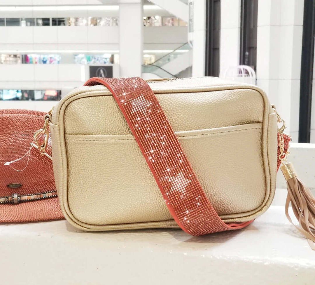 Sparkling Rhinestone Star Strap Orange