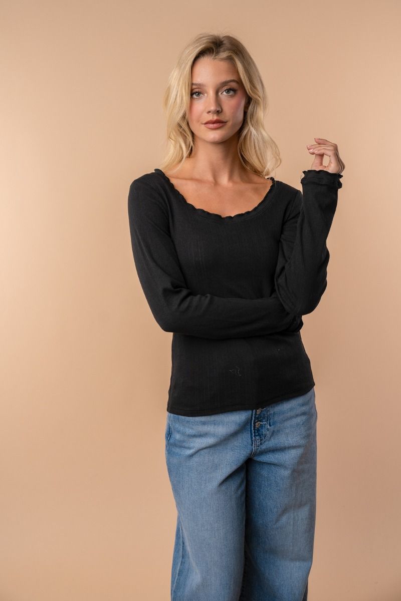 Black long sleeve ribbed top