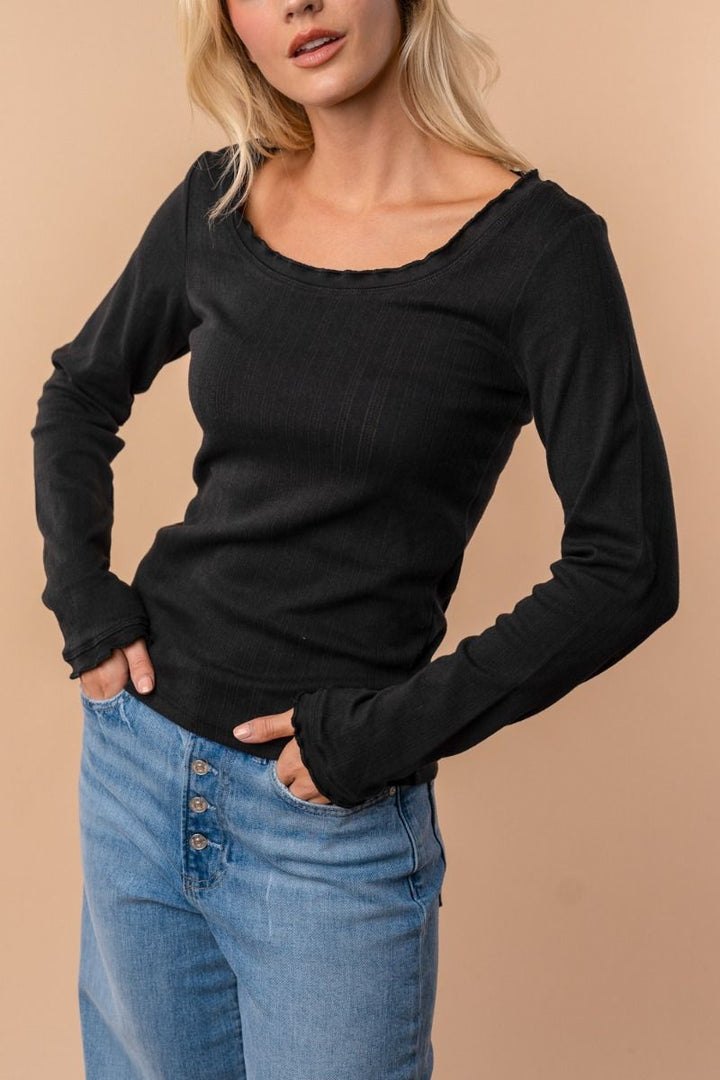 Black long sleeve ribbed top