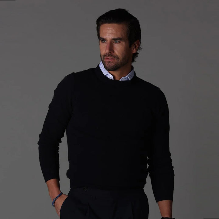 Collars &amp; Co. Semi-Spread Collar Polo Thin Blue Check