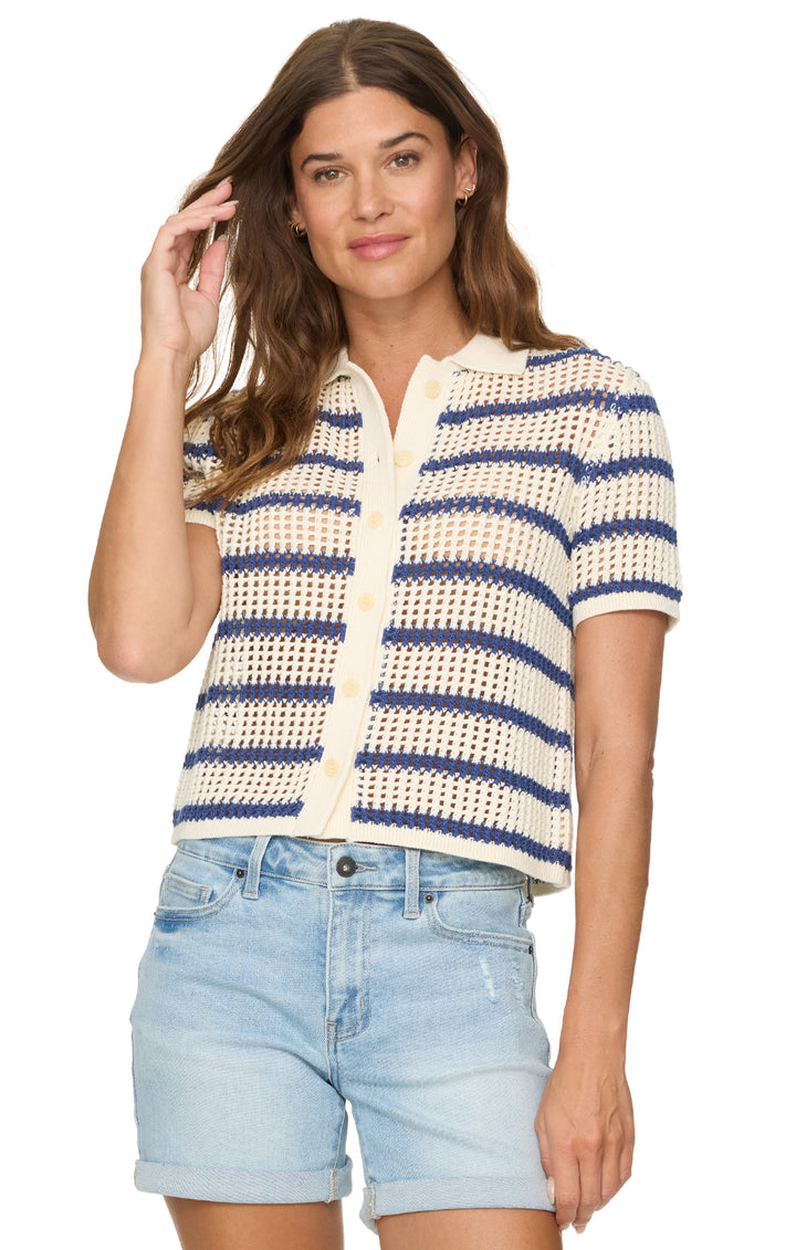 Hallie Striped Short Sleeve Sweater Shirt