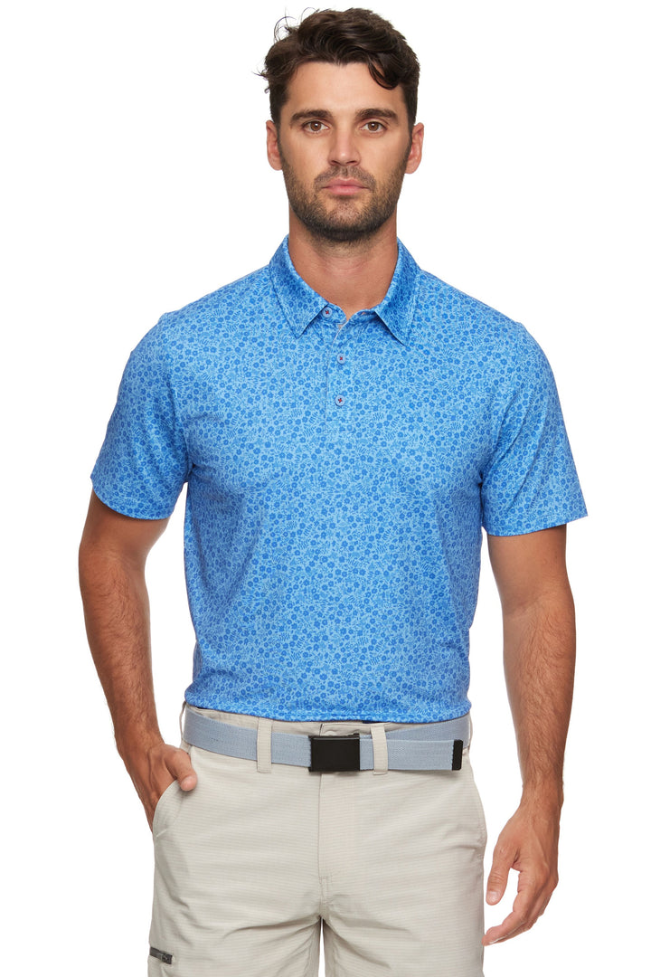 Cobbtown Floral Print Performance Polo Blue