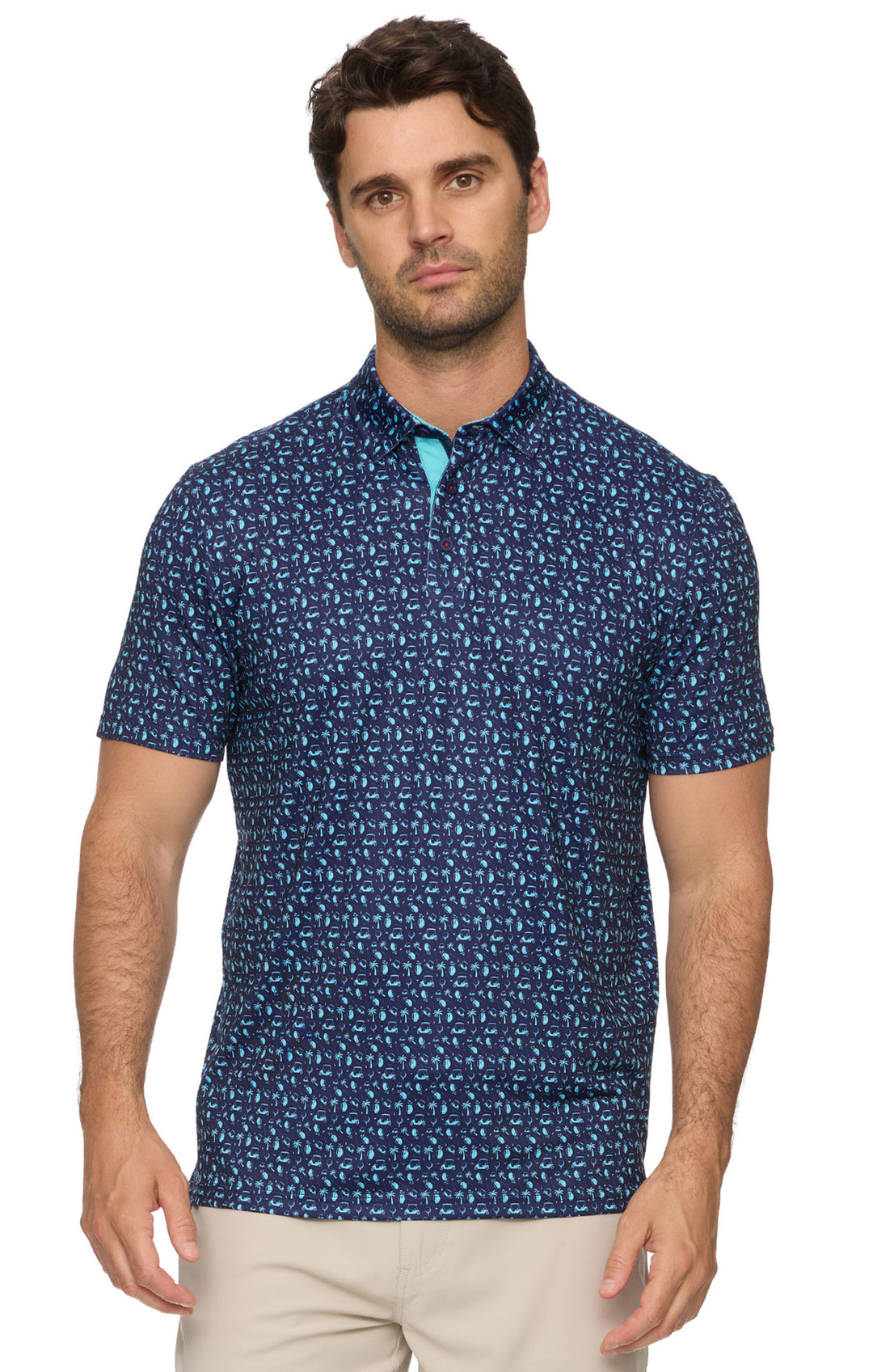 CAMDEN GOLF PRINT PERFORMANCE POLO
